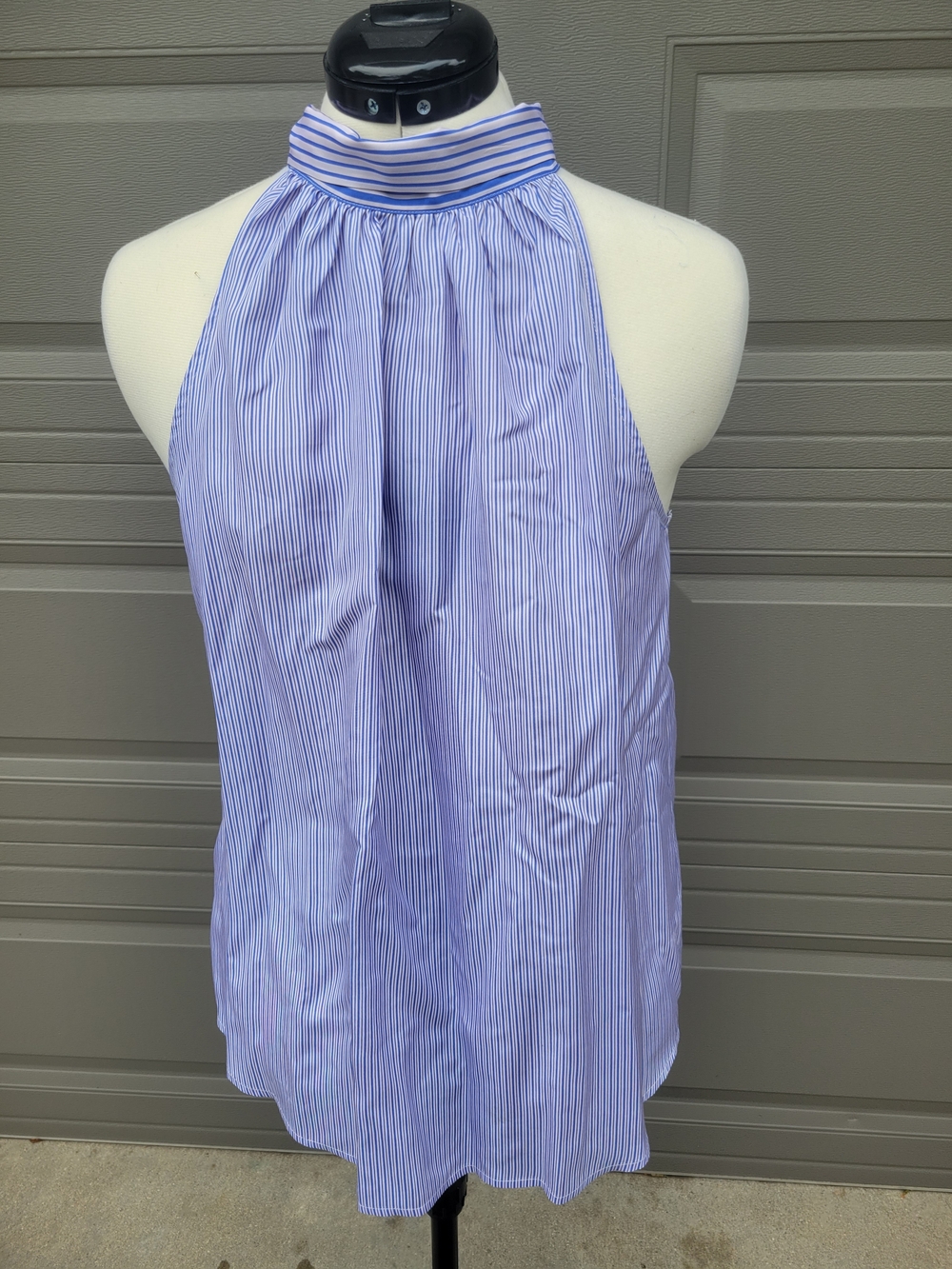 J. Crew Blue and White Pinstripe Halter Top